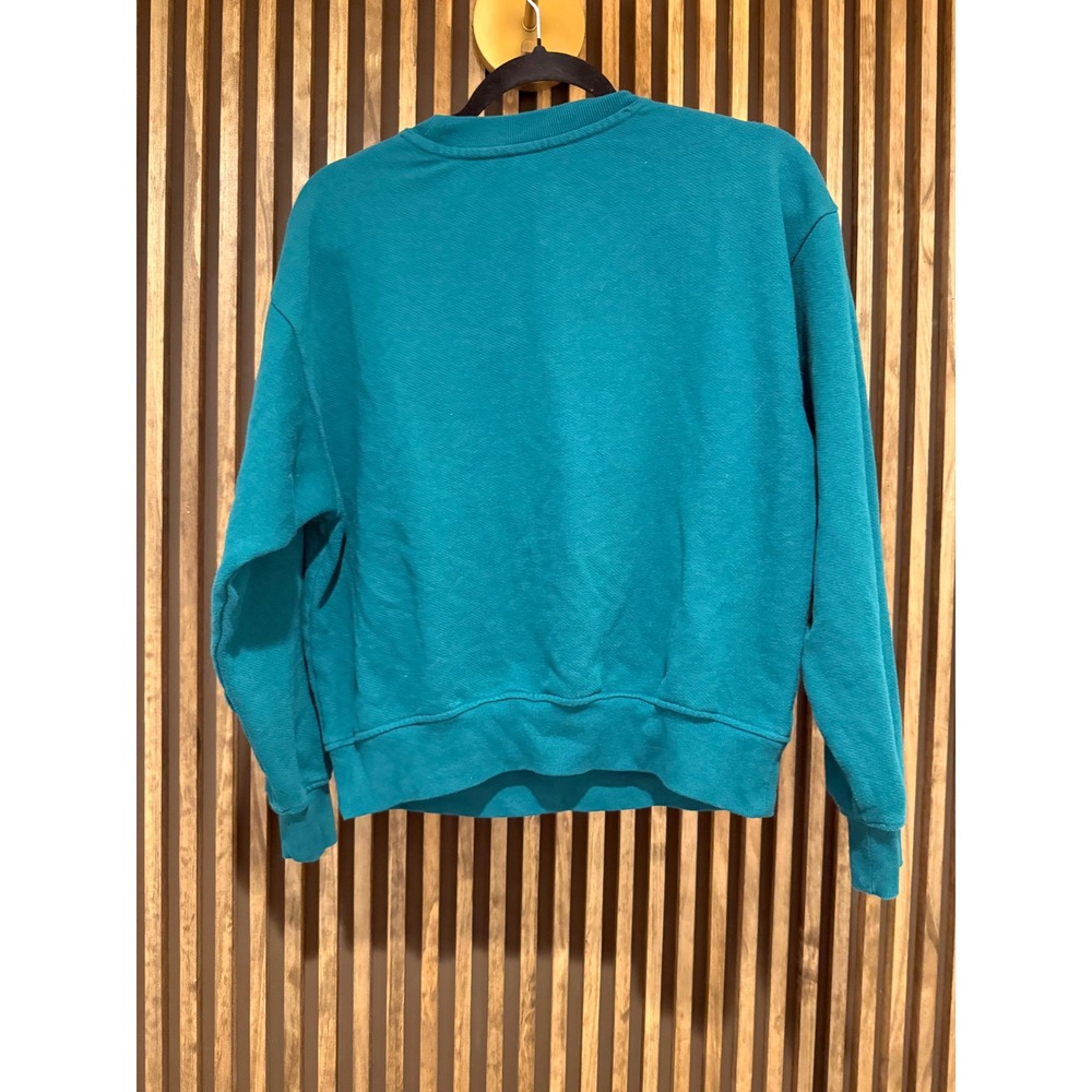 Victoria's Secret Teal Green‎ Crewneck Sweatshirt Rose Embroidered Small - Picture 5 of 5